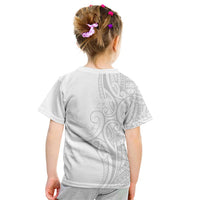 Polynesia White Sunday Kid T Shirt Plumeria Polynesian Tribal Grey Color - Polynesian Pride