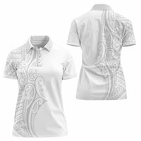 Polynesia White Sunday Women Polo Shirt Plumeria Polynesian Tribal Grey Color - Polynesian Pride