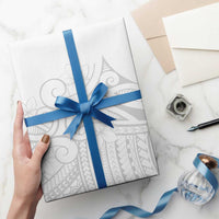 Polynesia White Sunday Wrapping Paper Plumeria Polynesian Tribal Grey Color - Polynesian Pride