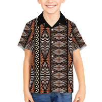 Malo e lelei Tonga Family Matching Short Sleeve Bodycon Dress and Hawaiian Shirt Tongan Ngatu Vintage Brown - Polynesian Pride