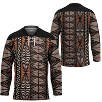Malo e lelei Tonga Hockey Jersey Tongan Ngatu Vintage Brown LT14 - Polynesian Pride