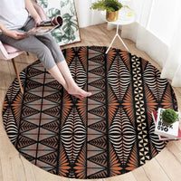 Malo e lelei Tonga Round Carpet Tongan Ngatu Vintage Brown - Polynesian Pride