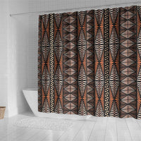 Malo e lelei Tonga Shower Curtain Tongan Ngatu Vintage Brown - Polynesian Pride