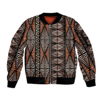 Malo e lelei Tonga Sleeve Zip Bomber Jacket Tongan Ngatu Vintage Brown - Polynesian Pride