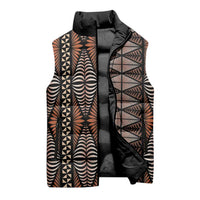 Malo e lelei Tonga Sleeveless Puffer Jacket Tongan Ngatu Vintage Brown - Polynesian Pride