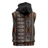 Malo e lelei Tonga Sleeveless Zip Hoodie Tongan Ngatu Vintage Brown LT14 - Polynesian Pride