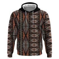 Malo e lelei Tonga Zip Hoodie Tongan Ngatu Vintage Brown - Polynesian Pride