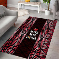 Tonga Rugby Area Rug 2025 Mate Maa Tonga Ngatu Motif - Polynesian Pride