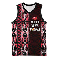 Tonga Rugby Personalised Basketball Jersey 2025 Mate Maa Tonga Ngatu Motif LT14 Unisex Red - Polynesian Pride