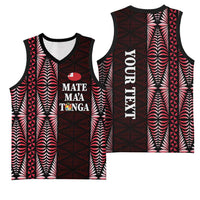 Tonga Rugby Personalised Basketball Jersey 2025 Mate Maa Tonga Ngatu Motif LT14 - Polynesian Pride