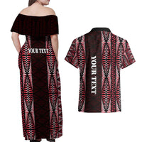 Tonga Rugby Personalised Couples Matching Off Shoulder Maxi Dress and Hawaiian Shirt 2025 Mate Maa Tonga Ngatu Motif - Polynesian Pride