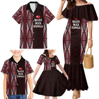 Tonga Rugby Personalised Family Matching Mermaid Dress and Hawaiian Shirt 2025 Mate Maa Tonga Ngatu Motif - Polynesian Pride