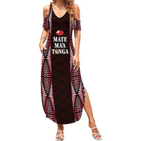 Tonga Rugby Personalised Family Matching Summer Maxi Dress and Hawaiian Shirt 2025 Mate Maa Tonga Ngatu Motif - Polynesian Pride