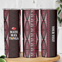 Tonga Rugby Personalised Skinny Tumbler 2025 Mate Maa Tonga Ngatu Motif - Polynesian Pride
