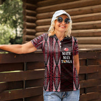 Tonga Rugby Personalised Women Polo Shirt 2025 Mate Maa Tonga Ngatu Motif - Polynesian Pride