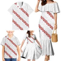 White Sunday Tonga Fakame Family Matching Mermaid Dress and Hawaiian Shirt Tongan Ngatu Heilala Lei - Polynesian Pride