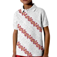 White Sunday Tonga Fakame Kid Polo Shirt Tongan Ngatu Heilala Lei - Polynesian Pride