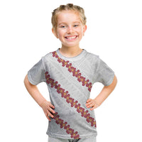 White Sunday Tonga Fakame Kid T Shirt Tongan Ngatu Heilala Lei - Polynesian Pride