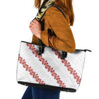 White Sunday Tonga Fakame Leather Tote Bag Tongan Ngatu Heilala Lei - Polynesian Pride