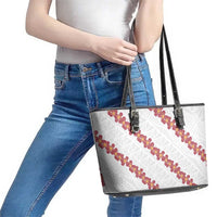 White Sunday Tonga Fakame Leather Tote Bag Tongan Ngatu Heilala Lei - Polynesian Pride