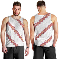 White Sunday Tonga Fakame Men Tank Top Tongan Ngatu Heilala Lei - Polynesian Pride