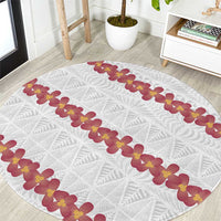 White Sunday Tonga Fakame Round Carpet Tongan Ngatu Heilala Lei - Polynesian Pride