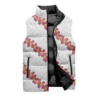 White Sunday Tonga Fakame Sleeveless Puffer Jacket Tongan Ngatu Heilala Lei - Polynesian Pride