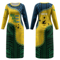 Personalised Malampa Province Vanuatu Couples Matching Long Sleeve Bodycon Dress and Long Sleeve Button Shirt Map With Polynesian Pattern LT14 - Polynesian Pride