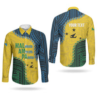 Personalised Malampa Province Vanuatu Couples Matching Off Shoulder Short Dress and Long Sleeve Button Shirt Map With Polynesian Pattern LT14 - Polynesian Pride