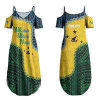 Personalised Malampa Province Vanuatu Couples Matching Summer Maxi Dress and Long Sleeve Button Shirt Map With Polynesian Pattern LT14 - Polynesian Pride
