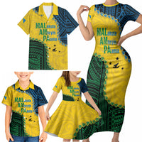 Personalised Malampa Province Vanuatu Family Matching Short Sleeve Bodycon Dress and Hawaiian Shirt Map With Polynesian Pattern LT14 - Polynesian Pride