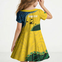 Personalised Malampa Province Vanuatu Kid Short Sleeve Dress Map With Polynesian Pattern LT14 - Polynesian Pride
