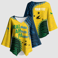 Personalised Malampa Province Vanuatu Kimono Sleeve Blouse Map With Polynesian Pattern LT14 - Polynesian Pride