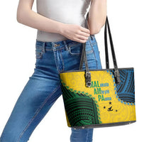 Malampa Province Vanuatu Leather Tote Bag Map With Polynesian Pattern LT14 - Polynesian Pride