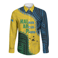 Personalised Malampa Province Vanuatu Long Sleeve Button Shirt Map With Polynesian Pattern LT14 Unisex Multicolor - Polynesian Pride