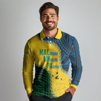 Personalised Malampa Province Vanuatu Long Sleeve Polo Shirt Map With Polynesian Pattern LT14 - Polynesian Pride
