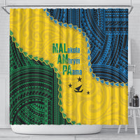 Malampa Province Vanuatu Shower Curtain Map With Polynesian Pattern LT14 - Polynesian Pride