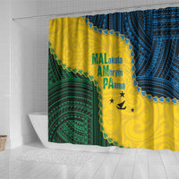 Malampa Province Vanuatu Shower Curtain Map With Polynesian Pattern LT14 - Polynesian Pride