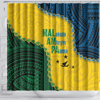 Malampa Province Vanuatu Shower Curtain Map With Polynesian Pattern LT14 - Polynesian Pride