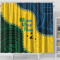 Malampa Province Vanuatu Shower Curtain Map With Polynesian Pattern LT14 - Polynesian Pride