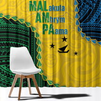Malampa Province Vanuatu Window Curtain Map With Polynesian Pattern LT14 - Polynesian Pride