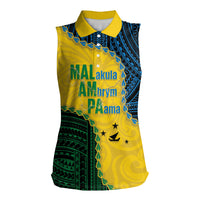 Personalised Malampa Province Vanuatu Women Sleeveless Polo Shirt Map With Polynesian Pattern LT14 Female Multicolor - Polynesian Pride