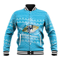 Aloha Hawaii Humuhumu Reef Triggerfish Baseball Jacket Hawaiian Leis Kakau Pattern LT14 Unisex Blue - Polynesian Pride