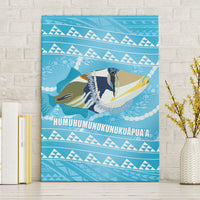 Aloha Hawaii Humuhumu Reef Triggerfish Canvas Wall Art Hawaiian Leis Kakau Pattern LT14 Without Frame Blue - Polynesian Pride