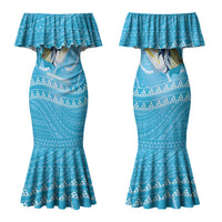 Aloha Hawaii Humuhumu Reef Triggerfish Couples Matching Mermaid Dress and Long Sleeve Button Shirt Hawaiian Leis Kakau Pattern LT14 - Polynesian Pride