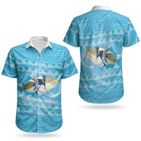 Aloha Hawaii Humuhumu Reef Triggerfish Couples Matching Off Shoulder Maxi Dress and Hawaiian Shirt Hawaiian Leis Kakau Pattern LT14 - Polynesian Pride