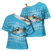 Aloha Hawaii Humuhumu Reef Triggerfish Cross Shoulder Shirt Hawaiian Leis Kakau Pattern LT14 - Polynesian Pride