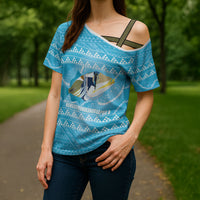 Aloha Hawaii Humuhumu Reef Triggerfish Cross Shoulder Shirt Hawaiian Leis Kakau Pattern LT14 - Polynesian Pride