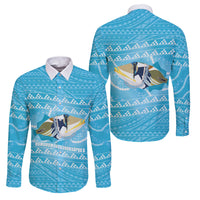 Aloha Hawaii Humuhumu Reef Triggerfish Family Matching Mermaid Dress and Hawaiian Shirt Hawaiian Leis Kakau Pattern LT14 Dad's Shirt - Long Sleeve Blue - Polynesian Pride
