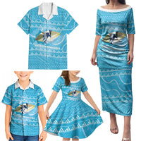 Aloha Hawaii Humuhumu Reef Triggerfish Family Matching Puletasi and Hawaiian Shirt Hawaiian Leis Kakau Pattern LT14 - Polynesian Pride